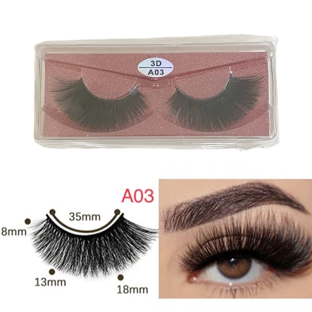 Vegan Faux Mink 3D Light-weight False Volume Eyelashes Style A03 (lashes only)